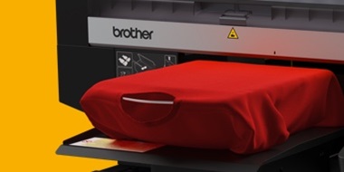 Industrial Garment Printer on orange background