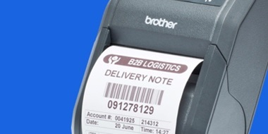 mobile printer on blue background