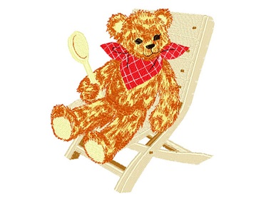  Netter Teddybär auf Stuhlstickerei