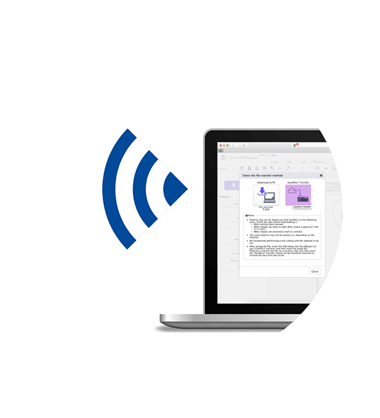 WLAN sign coming from laptop with CanvasWorkspace loaded