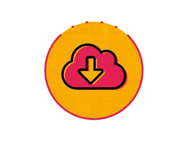 pink and orange download icon