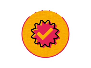 Pictogram van roze en oranje selectieteken