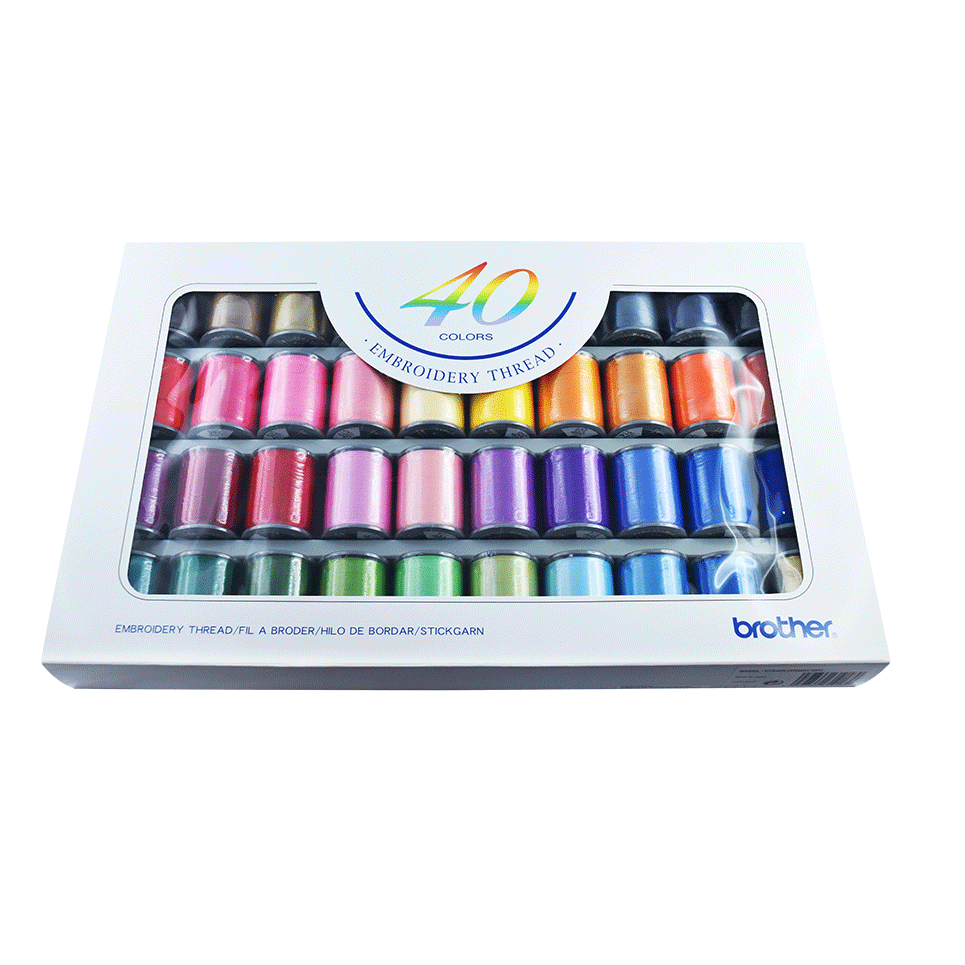 40 fils de broderie compatibles avec toutes les machines Brother