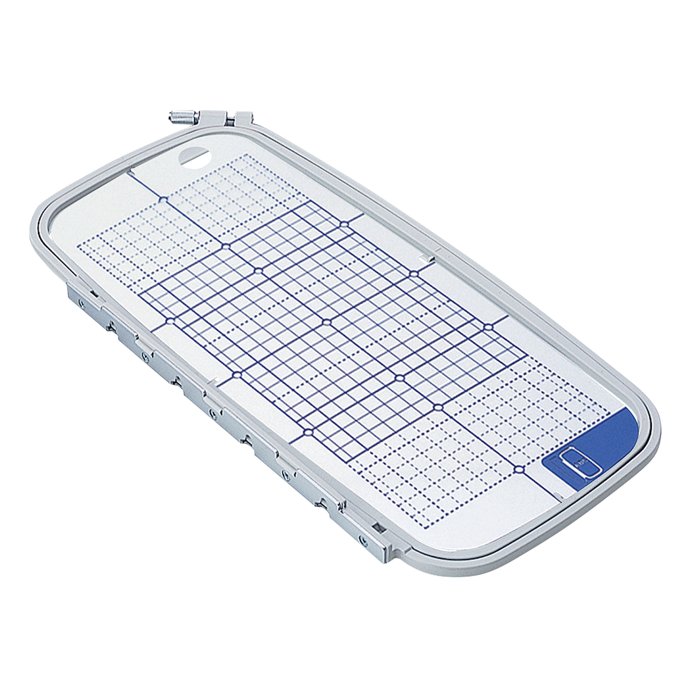 Grey 13 x 30cm rectangular machine embroidery frame with grid EF85