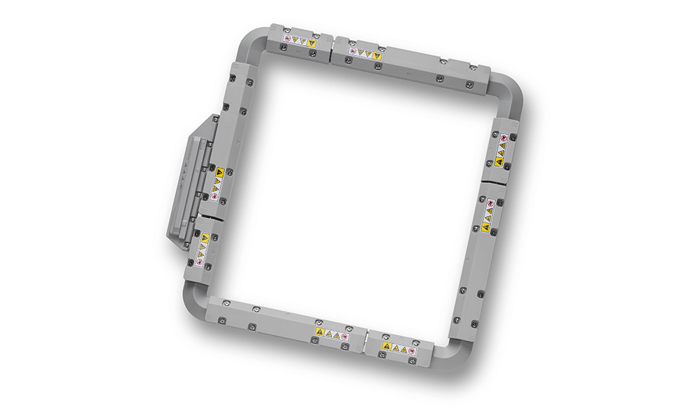 Magnetic embroidery frame for Brother XP3 on white background