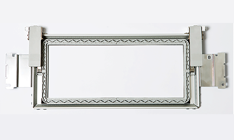 Rechteckiger 300 x 100mm Bordürenrahmen mit Klemmhalter, Arm und USB