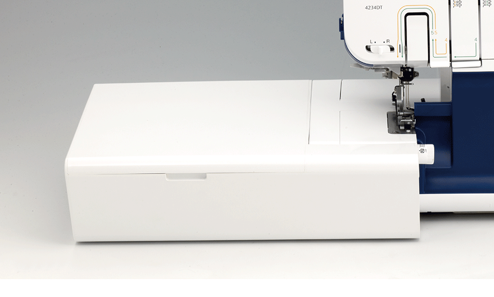 White wide table SERGER-WT1 attached to overlocker 4234D