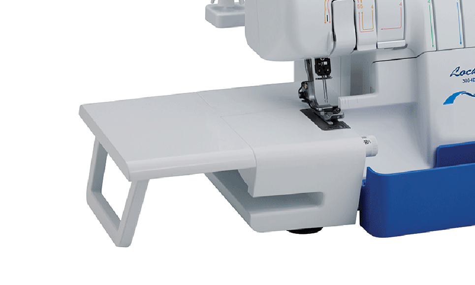 White wide table SERGER-WT2 attached to overlocker