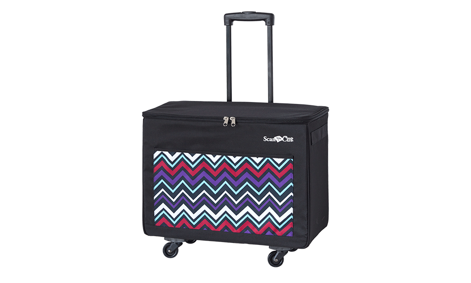 Black trolley for ScanNCut with colourful zigzag pattern on front