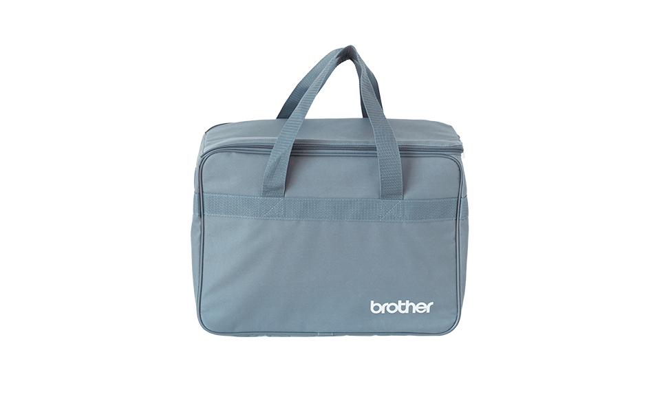 Grey sewing machine bag on white background