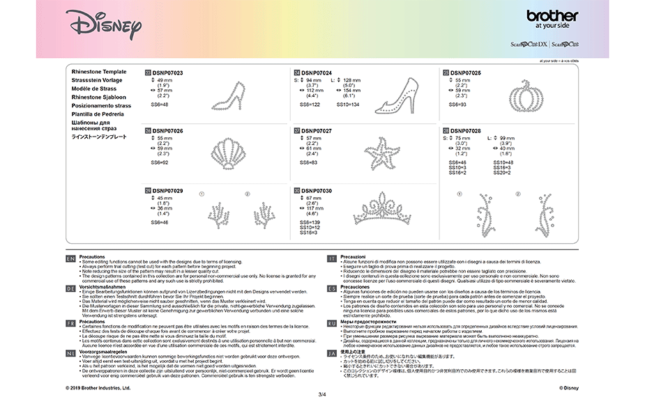 Collection de motifs Cendrillon et Ariel de Disney CADSNP07 11