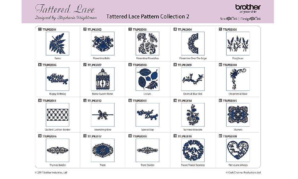 Collection n° 2 de motifs dentelle Tattered Lace ScanNCut CATTLP02 2