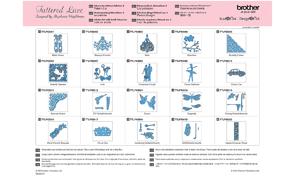 Collection n° 3 de motifs dentelle Tattered Lace ScanNCut CATTLP03 2