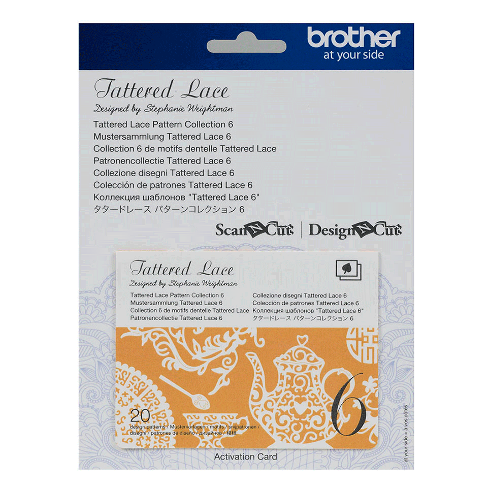Aktivierungskarte Tattered Lace orange mit Spitzenmustern für ScanNCut