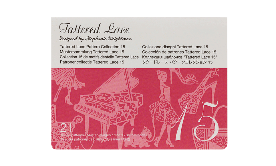 Carte Collection 15 de motifs dentelle Tattered Lace sur fond blanc