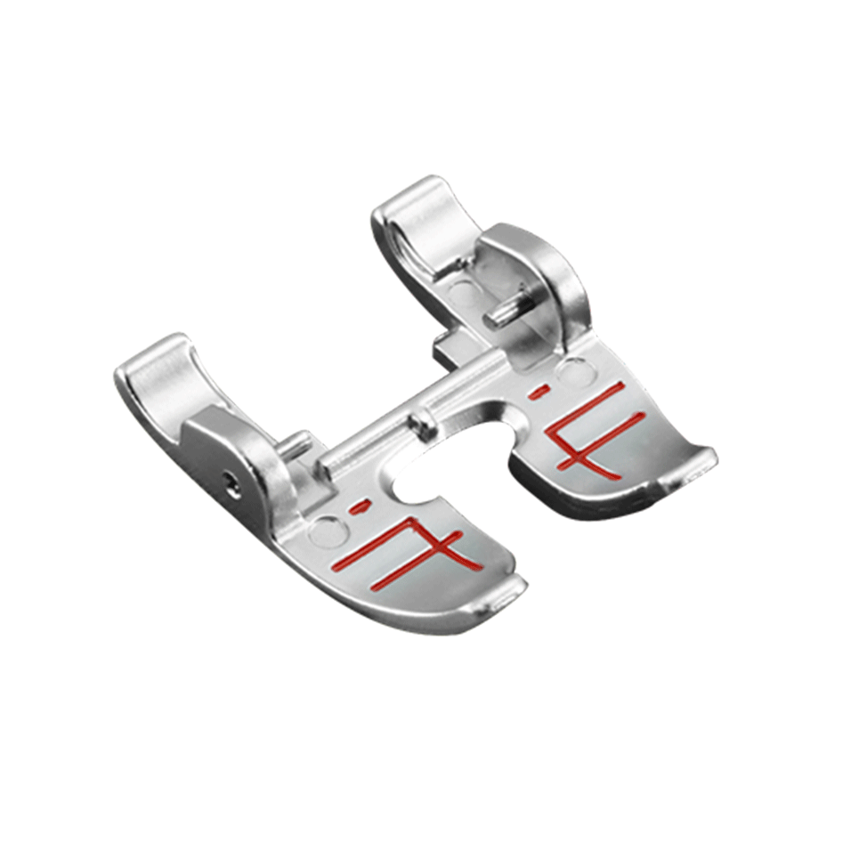 Pied double entraînement ouvert métal, guides rouges F070