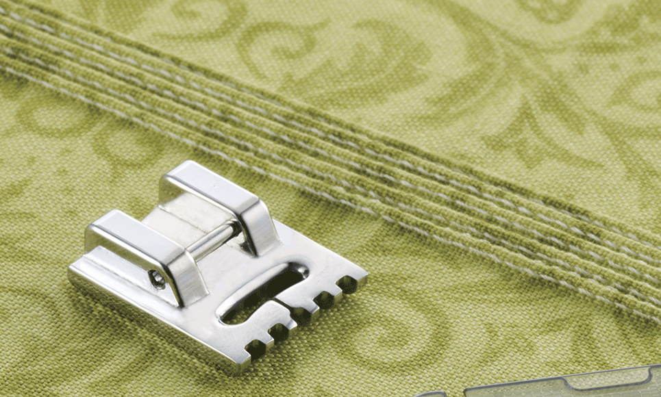 Piedino nervature a 5 solchi su tessuto Oliva con nervature cucite