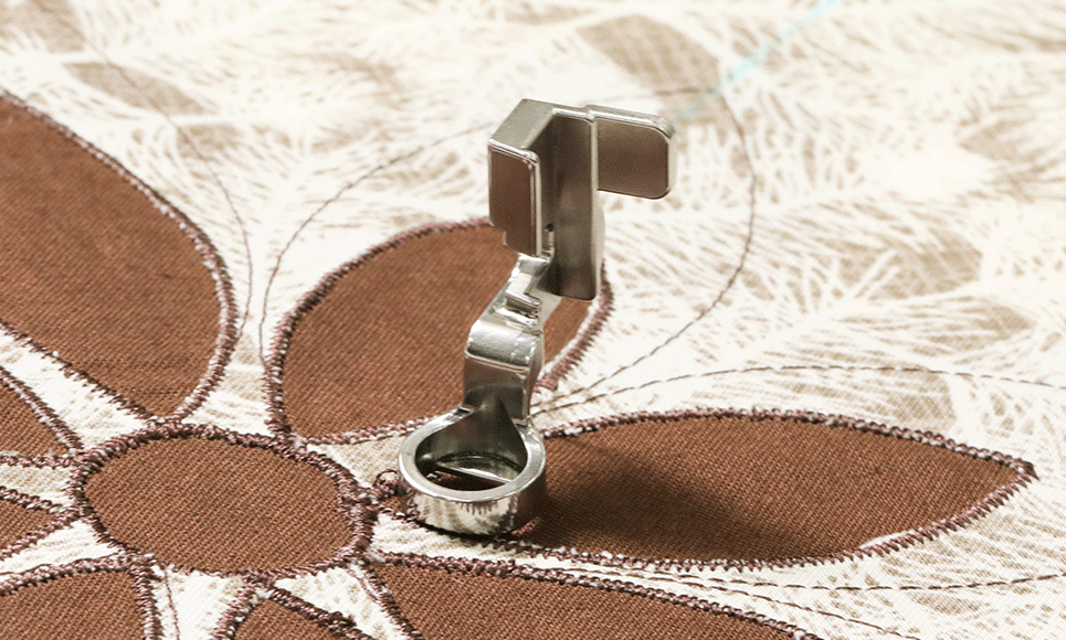 Ruler foot for low shank on brown fabric