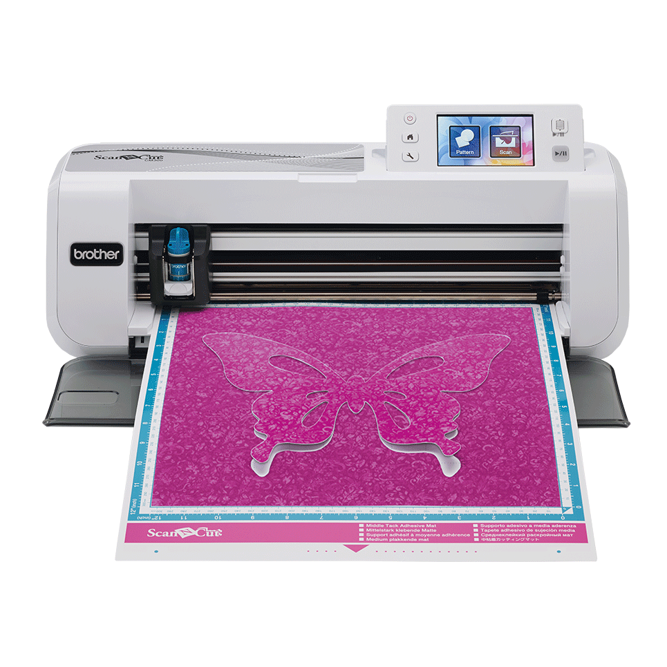 ScanNCut CM300 cutting machine with purple butterfly on mat